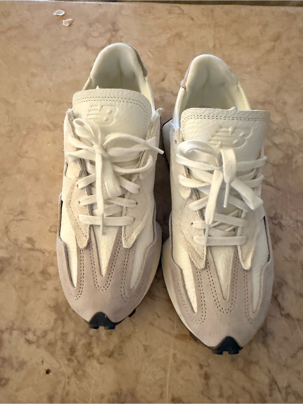 New Balance Cream and Beige Women's Retro Runner Sneakers - Picture 2 of 6